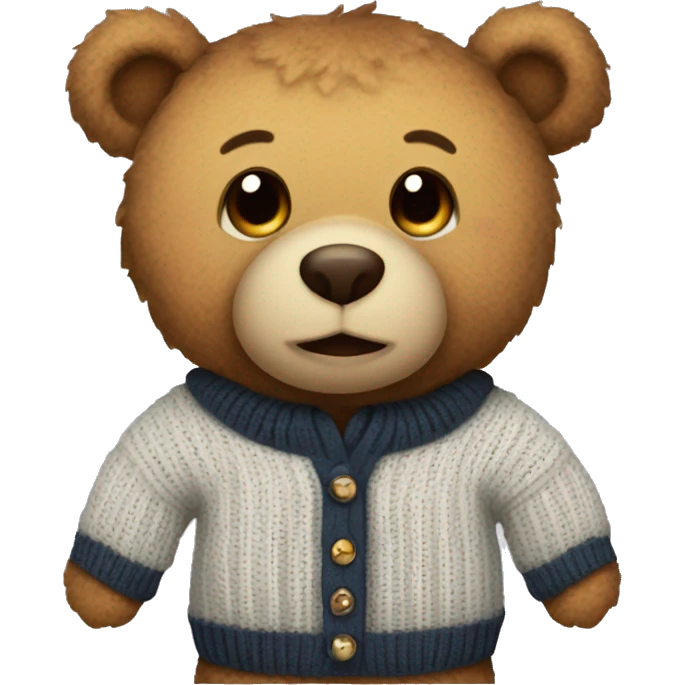  A teddy bear in a sweater that says "I'm glad you're mine." emoji