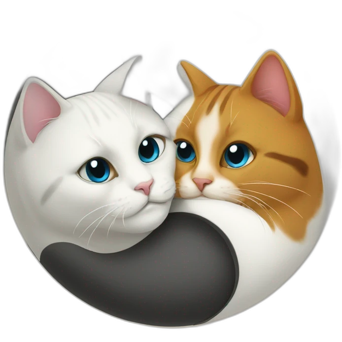 Two cats yin yang emoji