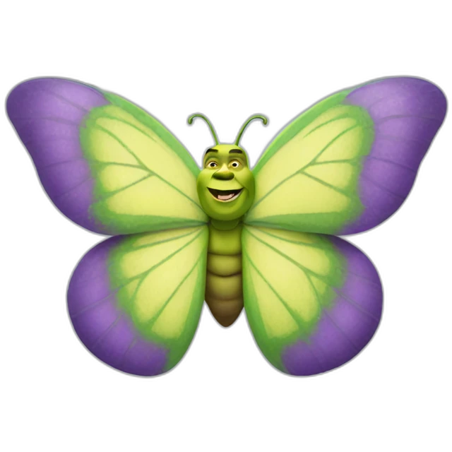 Shrek on a butter fly emoji