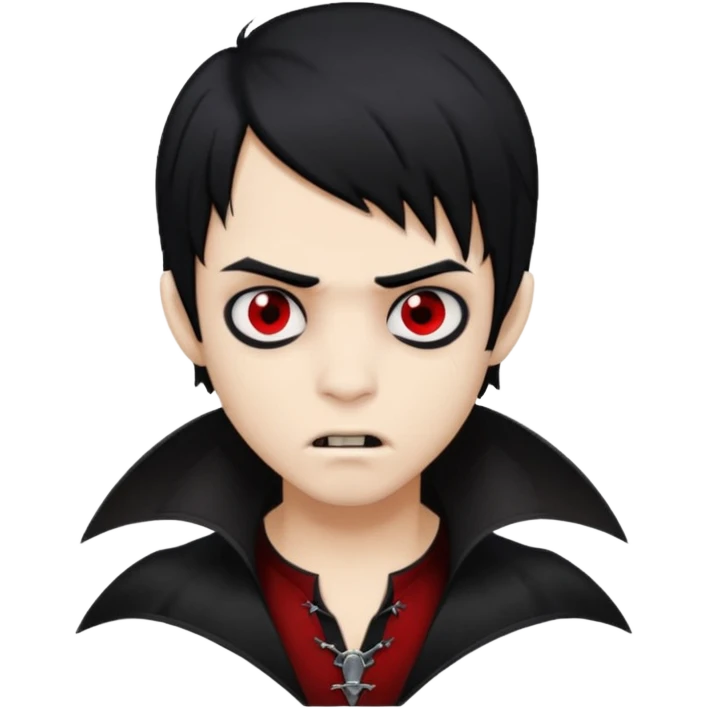 Boy, Vampire, Black Hair, medium long, emo, dark, spooky, clear brown skin emoji