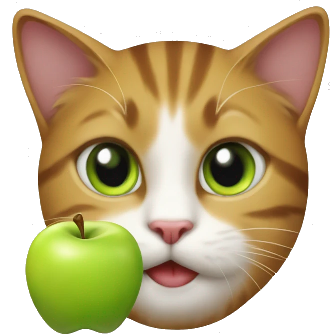 Cat with an apple emoji