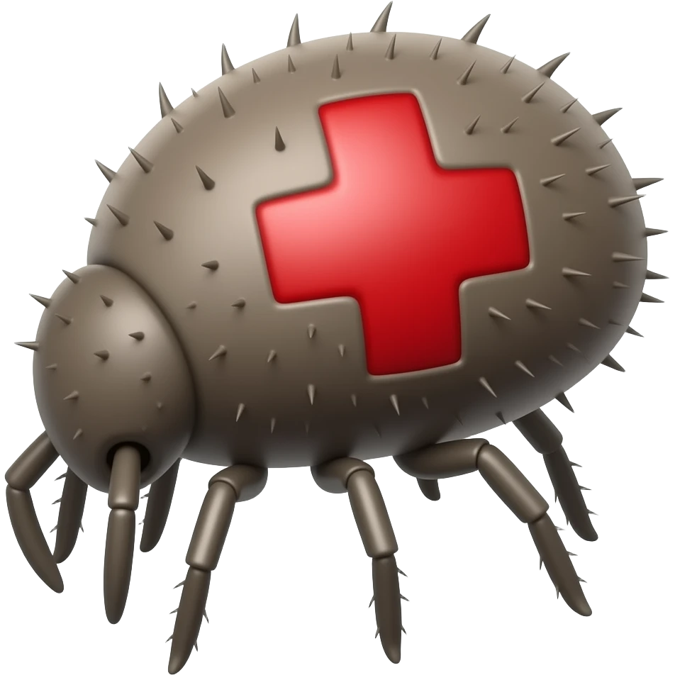 dust mite with red cross emoji