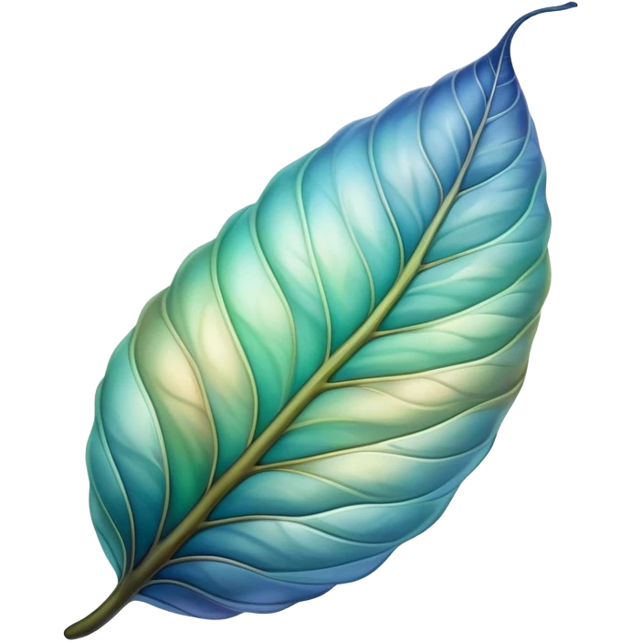 softly curled cocoon leaf, glowing aura, flowing textures, green-blue and earth tones emoji