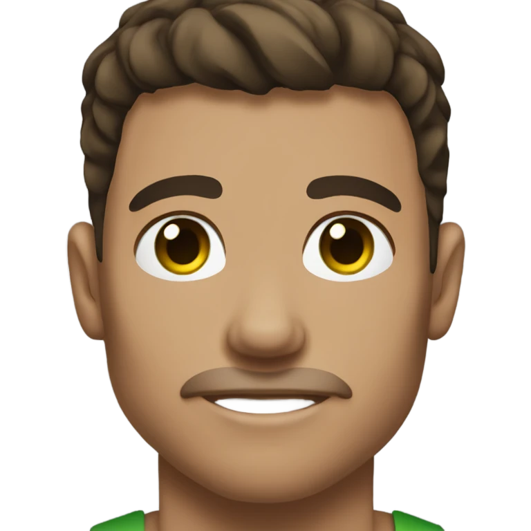 Muscular man green eye dark brown hair light skin emoji