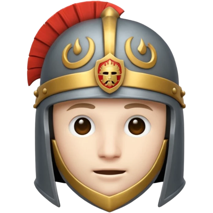 round emoji head with roman empire gray knight helmet emoji