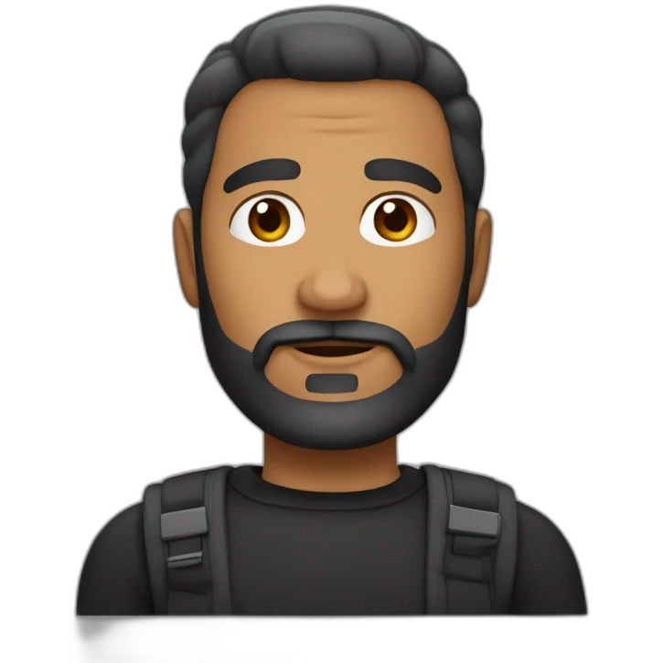 hombre de 45 años cabello corto negro y con canas barba con canas emoji