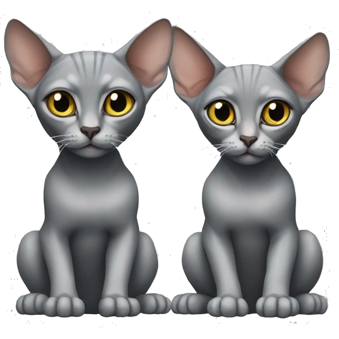 Two grey sphinx cats emoji