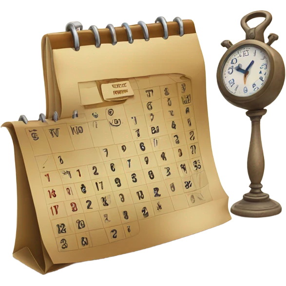 calendar with a clock and a torah emoji