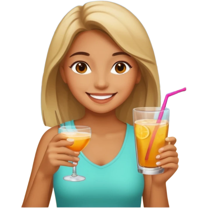 smiling girl with drink outdoors emoji