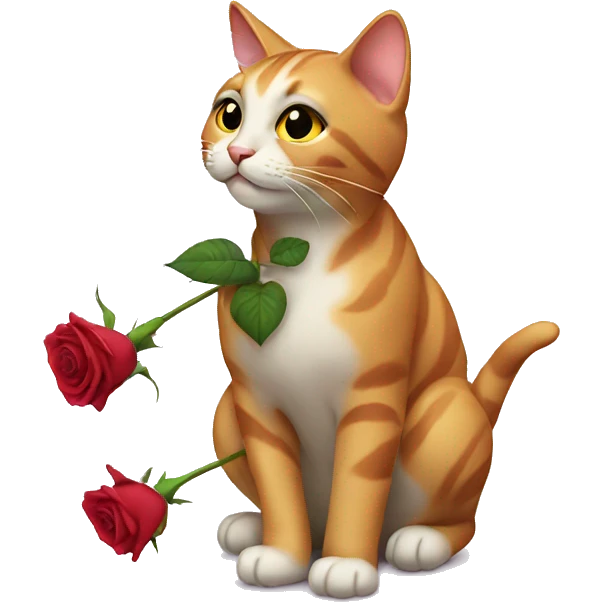 a cat smelling rose emoji