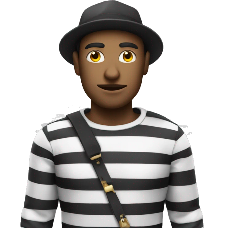 thief with black and white striped shirt and hat emoji