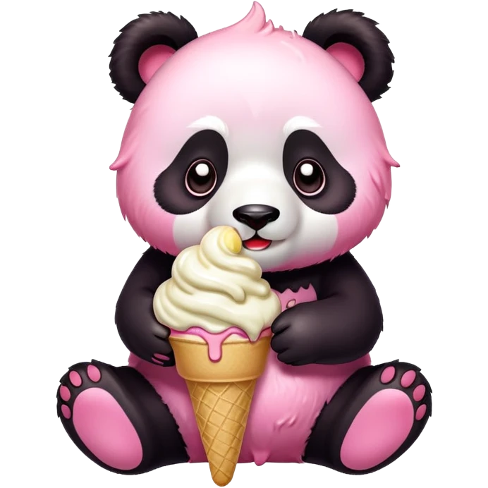 Pink Panda eating ice cream  emoji