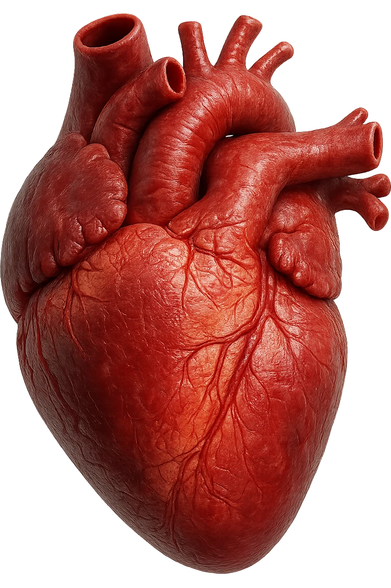 VENTRICOLO SINISTRO DI UN CUORE anatomico umano, iperrealistico 4k, isolato su sfondo bianco emoji