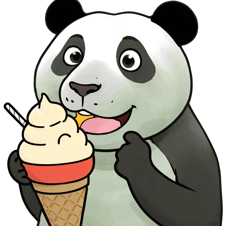 Panda eating ice cream emoji