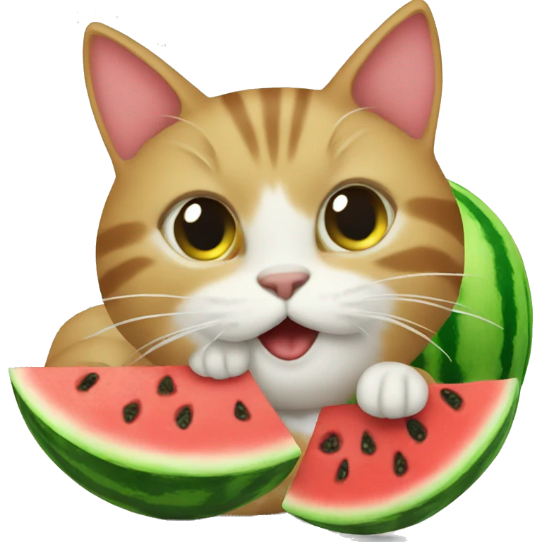 cat eating watermelon emoji