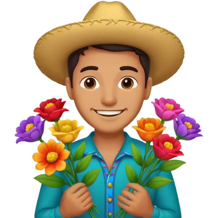 Cute Mexican guy giving you flowers emoji