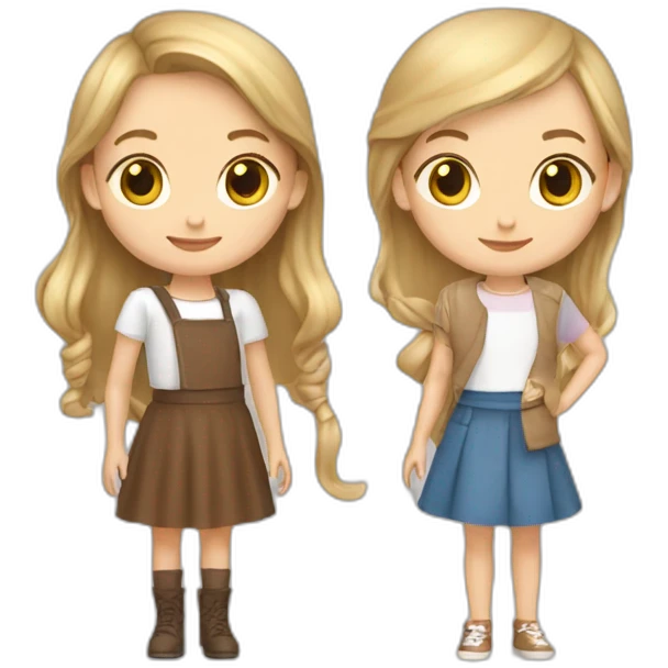 One 7 yo blond and one 12 yo brown hair girls with crepes emoji