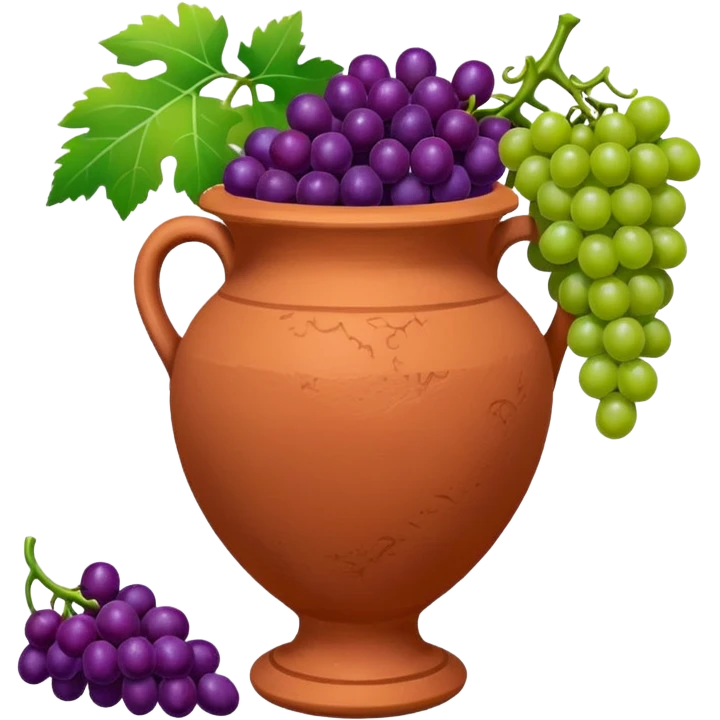 terracotta vase with grapes next to it emoji