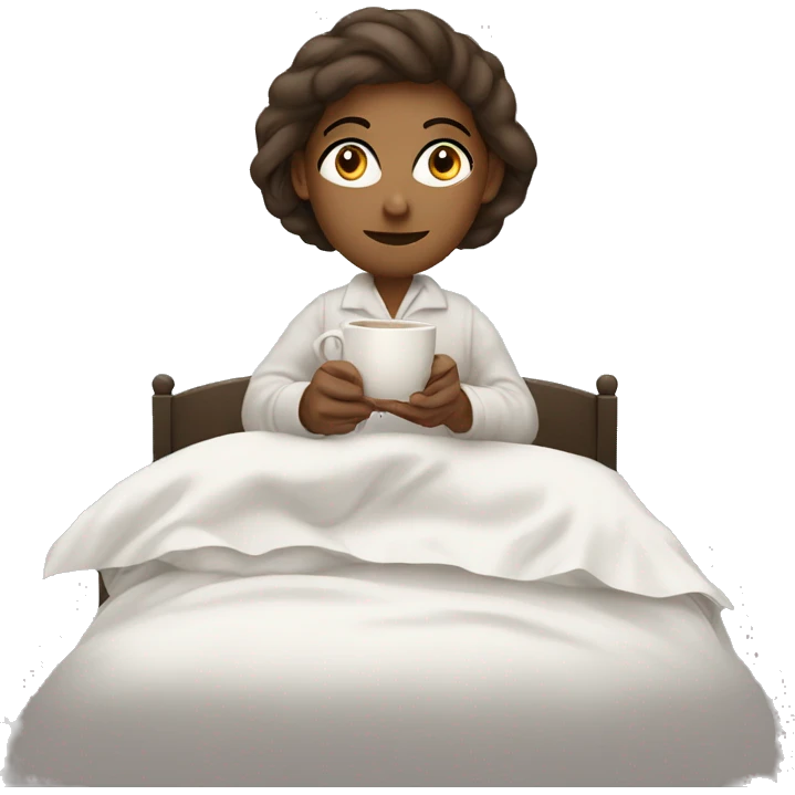 A woman with a cup of coffee Rolls in his duvet emoji
