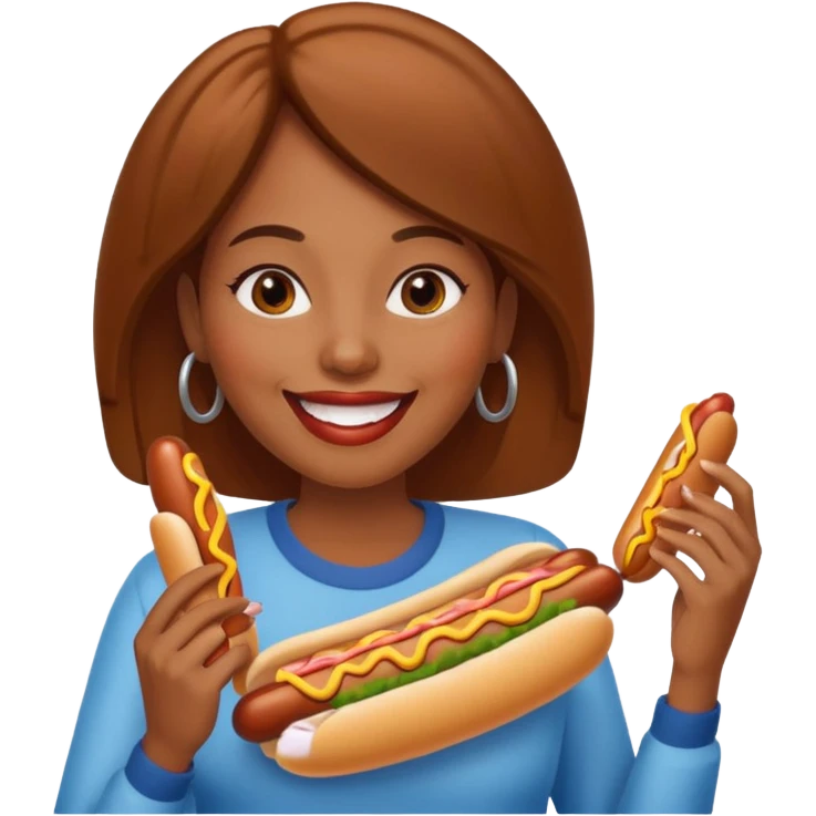 black woman eating hot dog  emoji