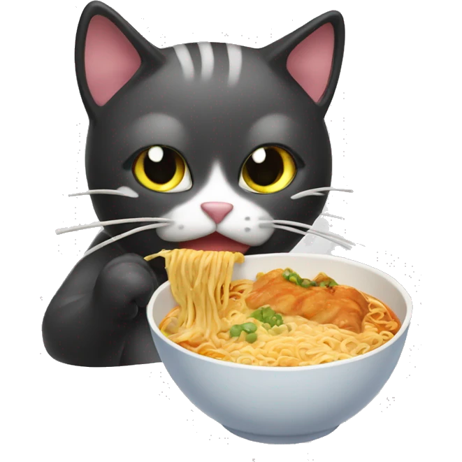 Cat eating a ramen emoji