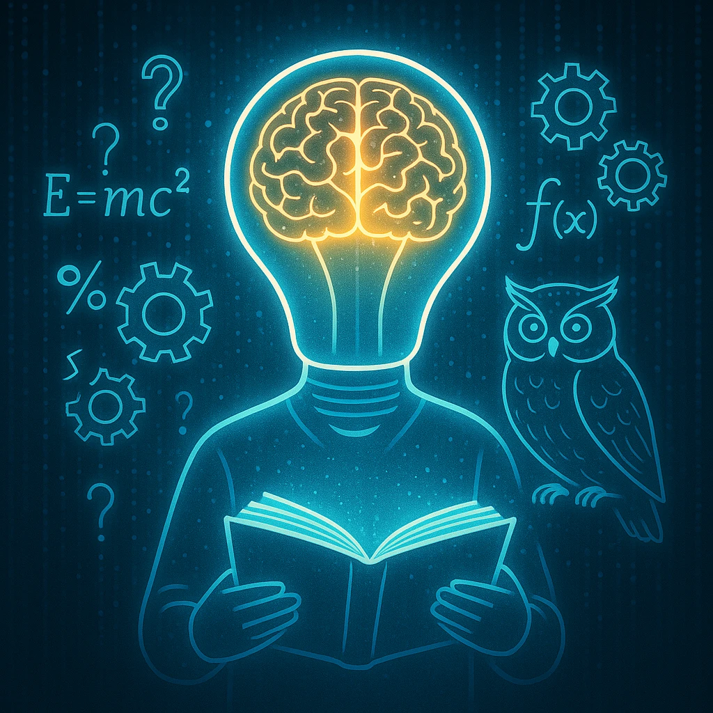 the concept of intelligence represented as a character or symbol, visually expressing smartness, wisdom, or cleverness emoji