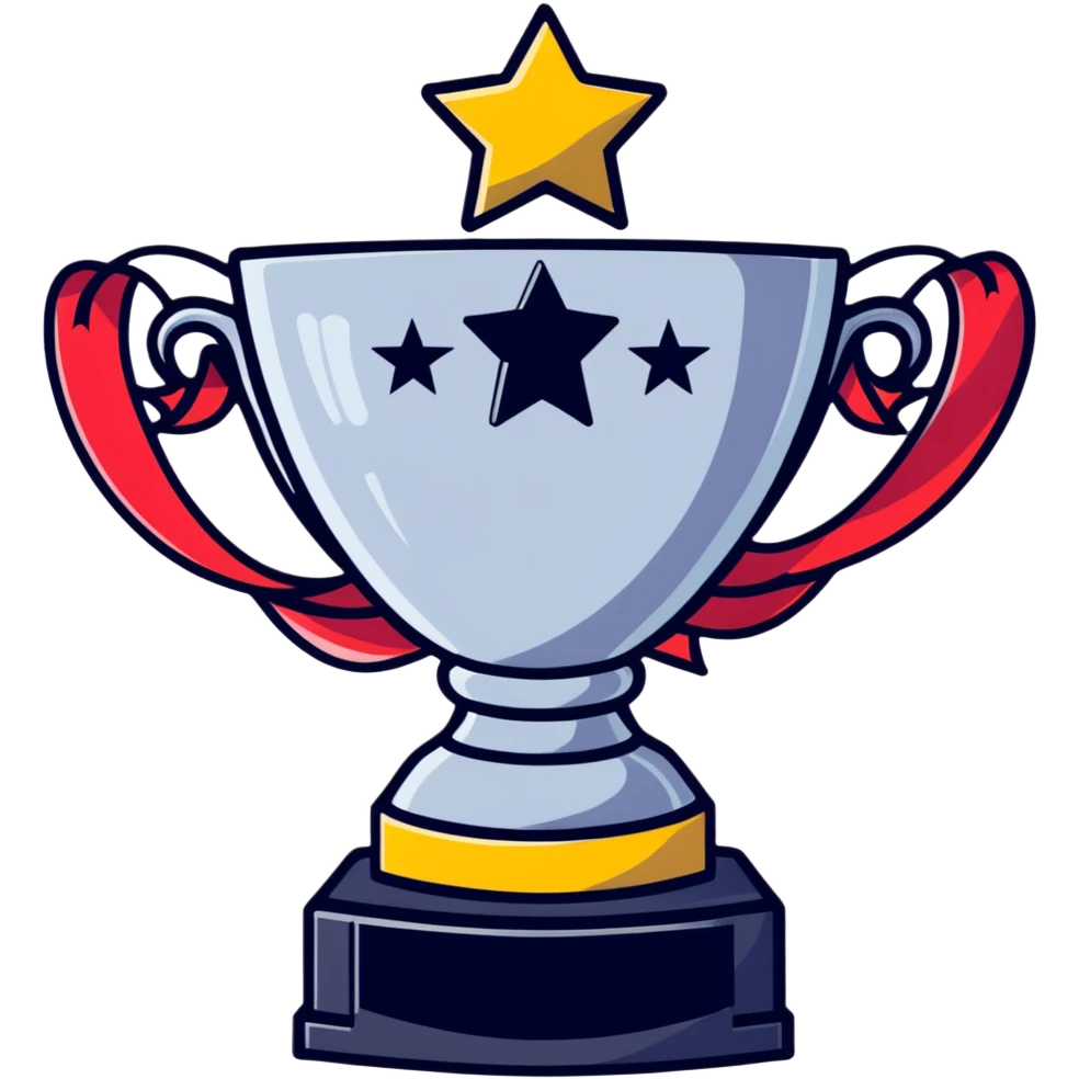 achievement trophy celebration with stars and ribbons emoji
