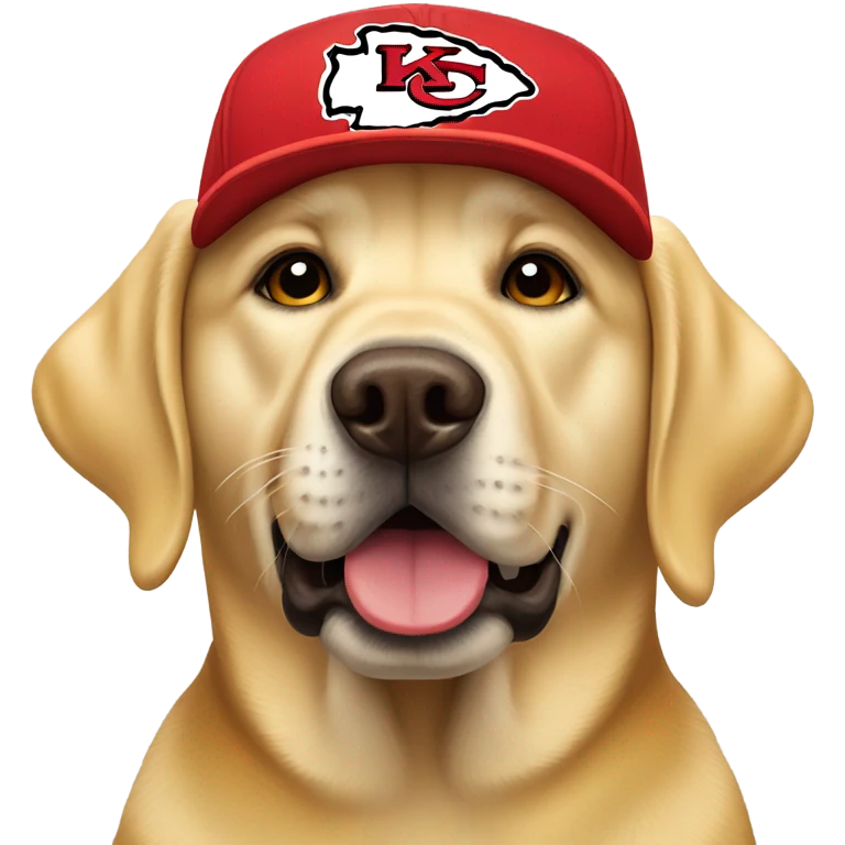 Yellow lab wearing Kansas city chiefs hat emoji