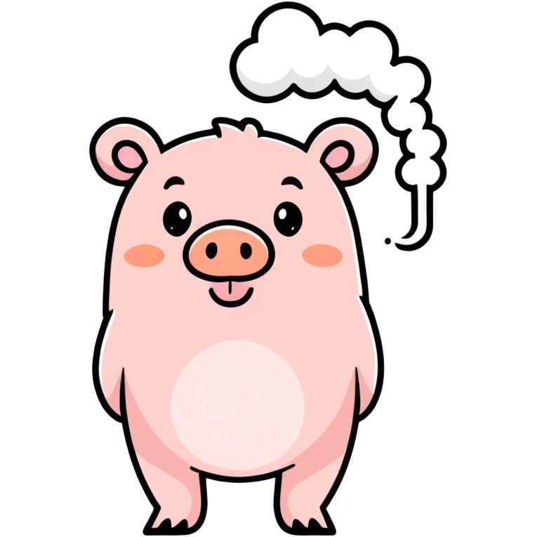Hybrid bear pig blowing large billows of smoke from his mouth emoji