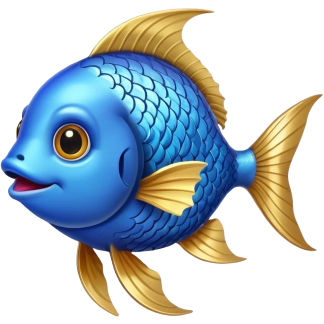 blue happy fish looking to the left emoji