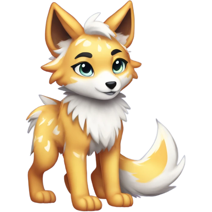 Anthro Colorful Shiny Fionbri-Falvie-sparkle-wolf-sona with edgy markings full body emoji