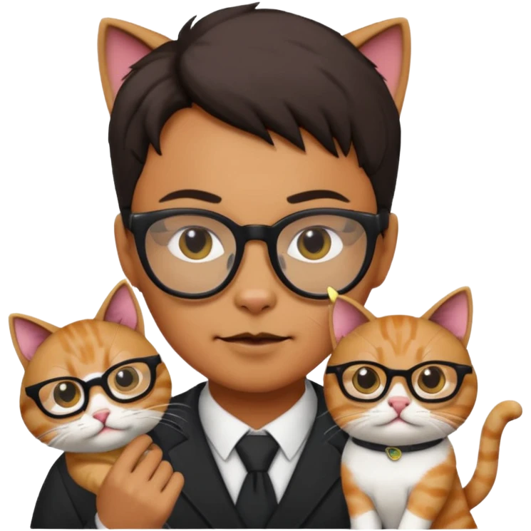 A professor snaps cat with black glasses acting cool emoji
