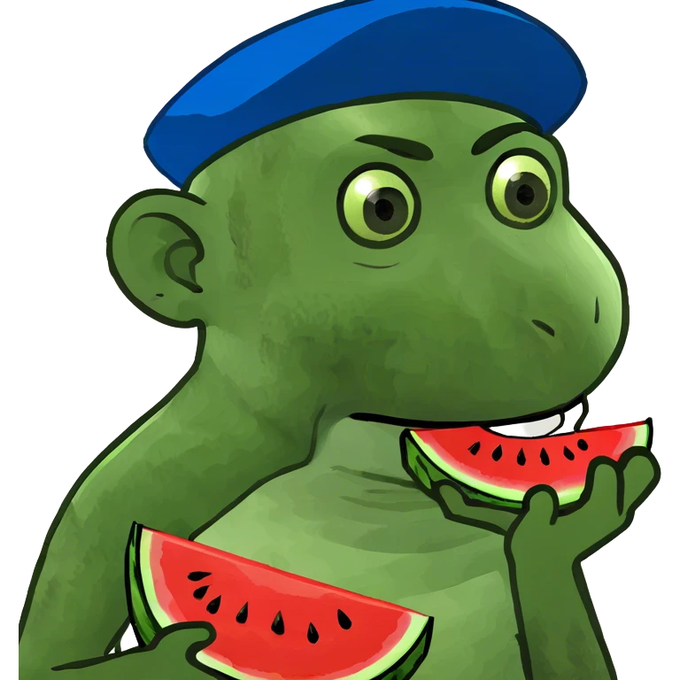 Monkey eating watermelon emoji