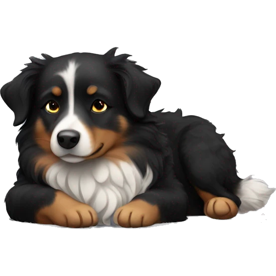 Small black australian shepherd dog sleeping  emoji