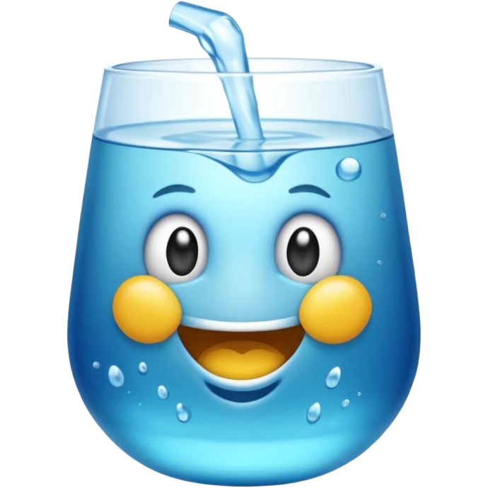 Copo de água – um copo transparente cheio de água cristalina, estilo emoji realista/cartoon. emoji