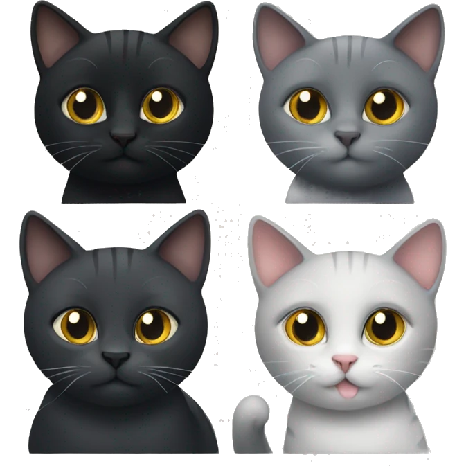 Four grey cats and one black cat emoji
