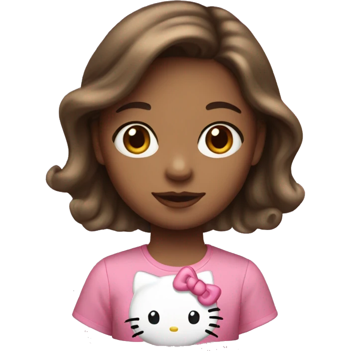 girl with brown hair and hello kitty shirt emoji