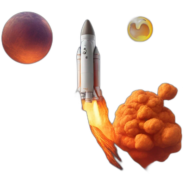 Space rocket coming out of a volcano emoji
