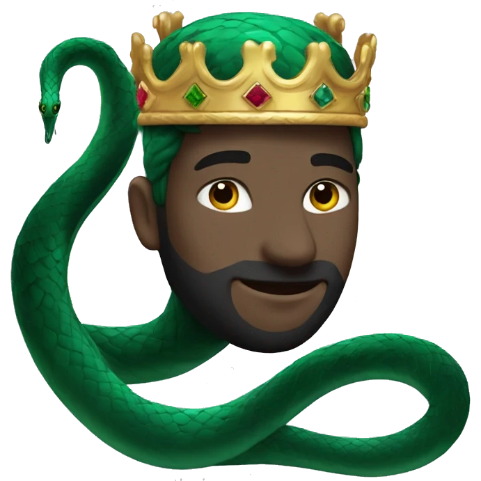 A dark emerald snake with a crown head luxe beautiful  emoji