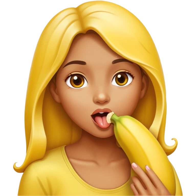Girl licking a banana emoji