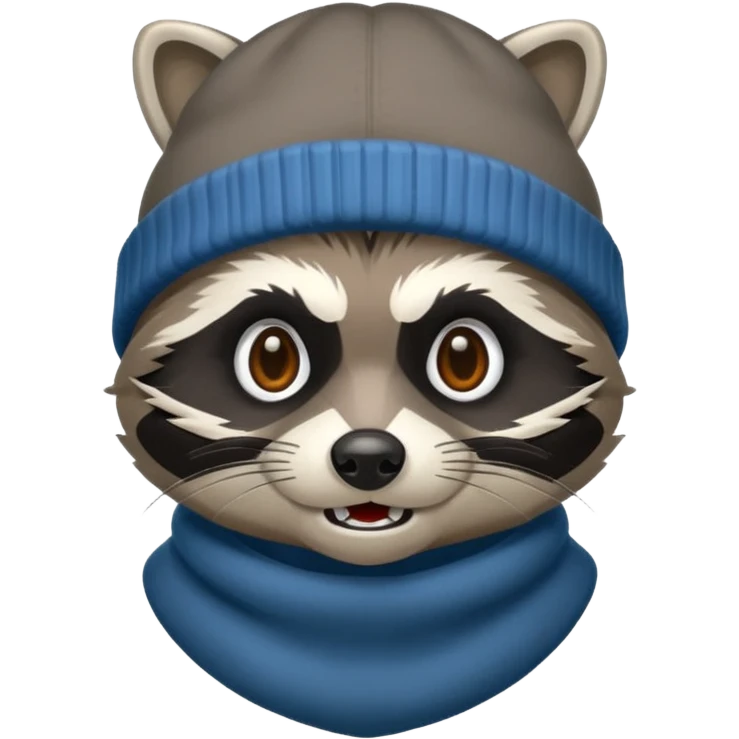 Aggressive Raccoon bandit with beanie hat emoji