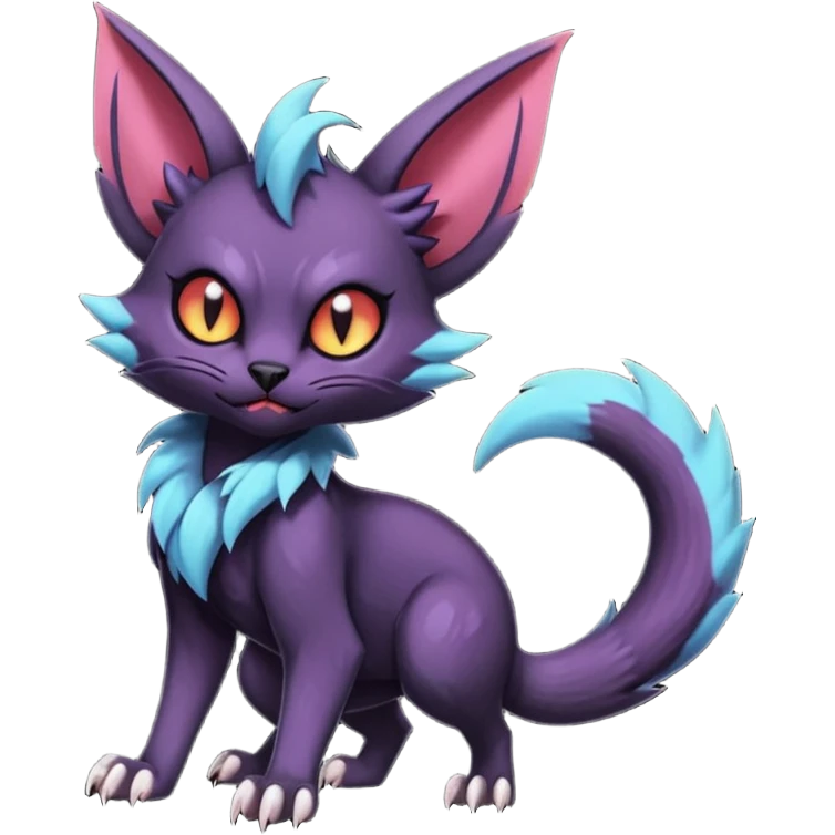 Dark gloomy gothic Black edgy cute Noivern-Noibat-Purloin-Torracat-Lykoi-Caracal-cat-Fakemon-fusion-hybrid-creature with an imp tail  emoji