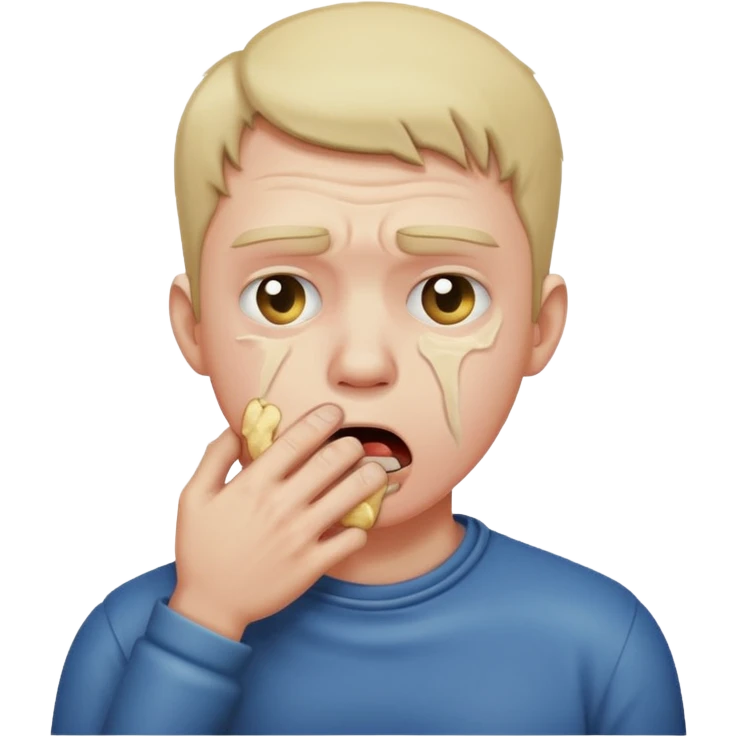 Man choking himself under pressure emoji
