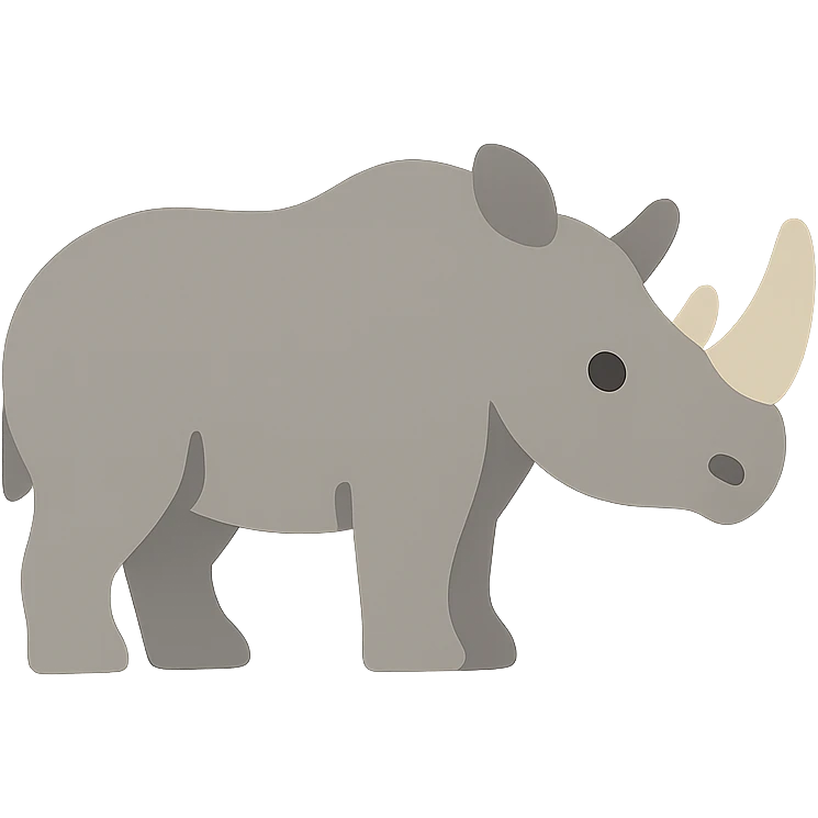 rhino, flat color icon, clean and modern emoji
