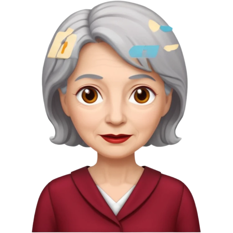 i need an image of a older woman named bonny who is a bind fund manager. where dark red professional dress with grey hair emoji