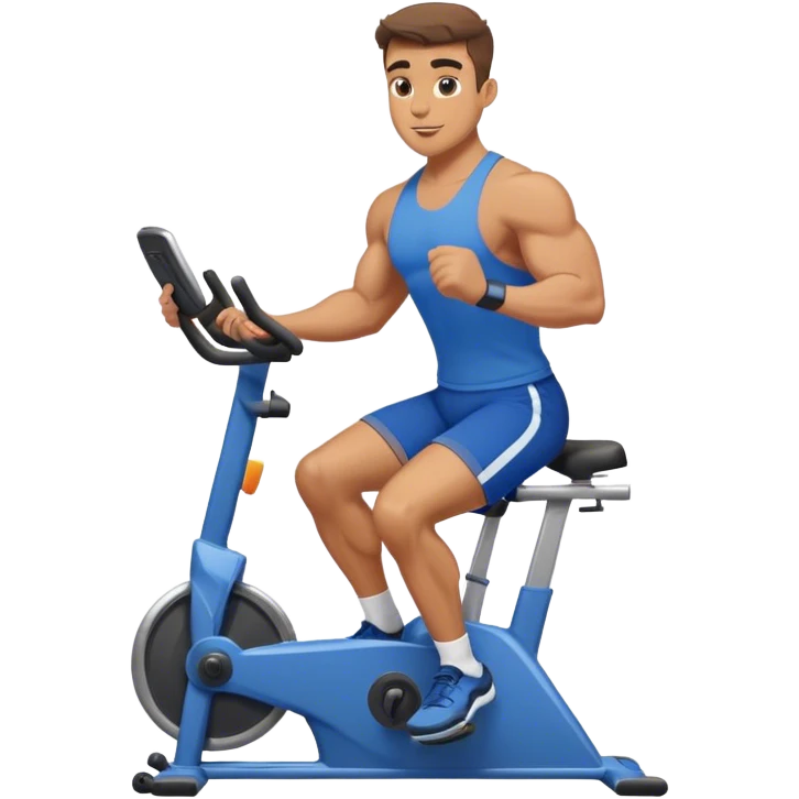 buff guy blue shorts stationary bike emoji