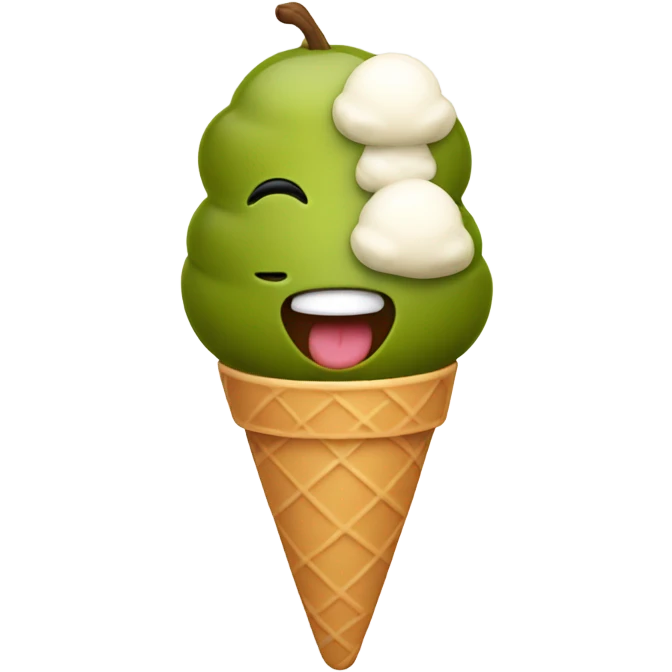 An olive eating ice cream emoji