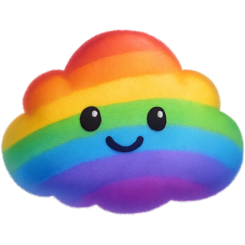 gay pride emoji, rainbow cloud, soft and fluffy emoji