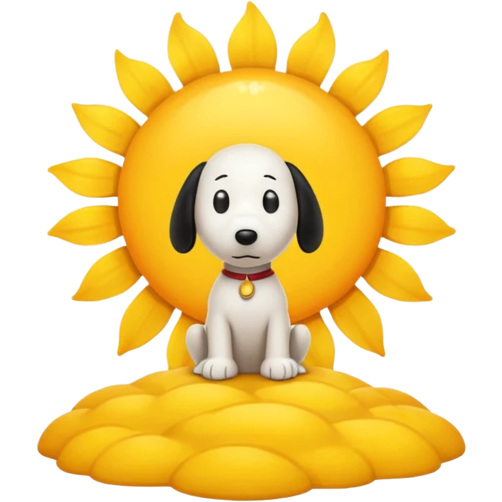 Snoopy sitting on a sun emoji