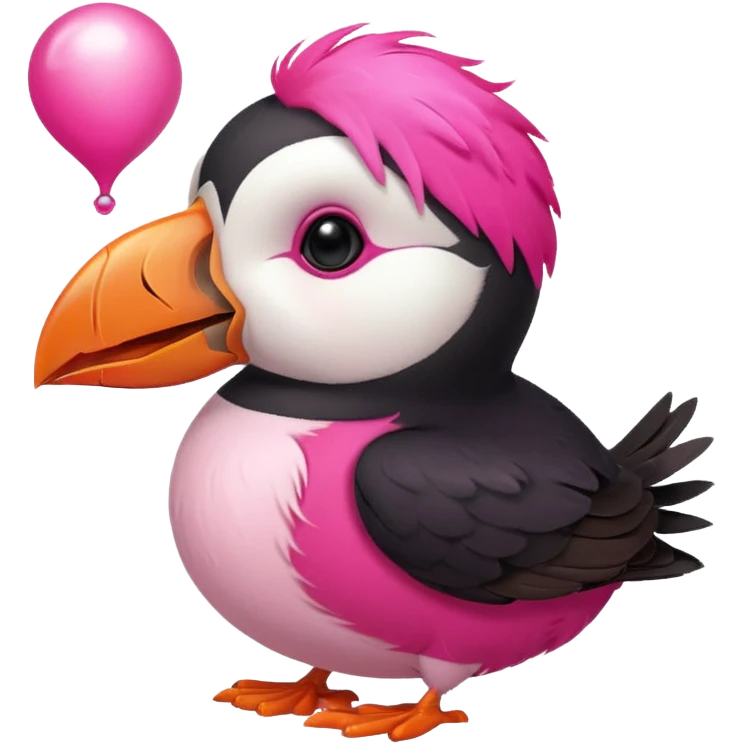 pink puffin blowing hot air from mouth emoji